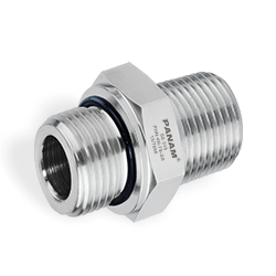 HEX NIPPLE - (NPT-M X SAE /MS STRAIGHT THREADS)