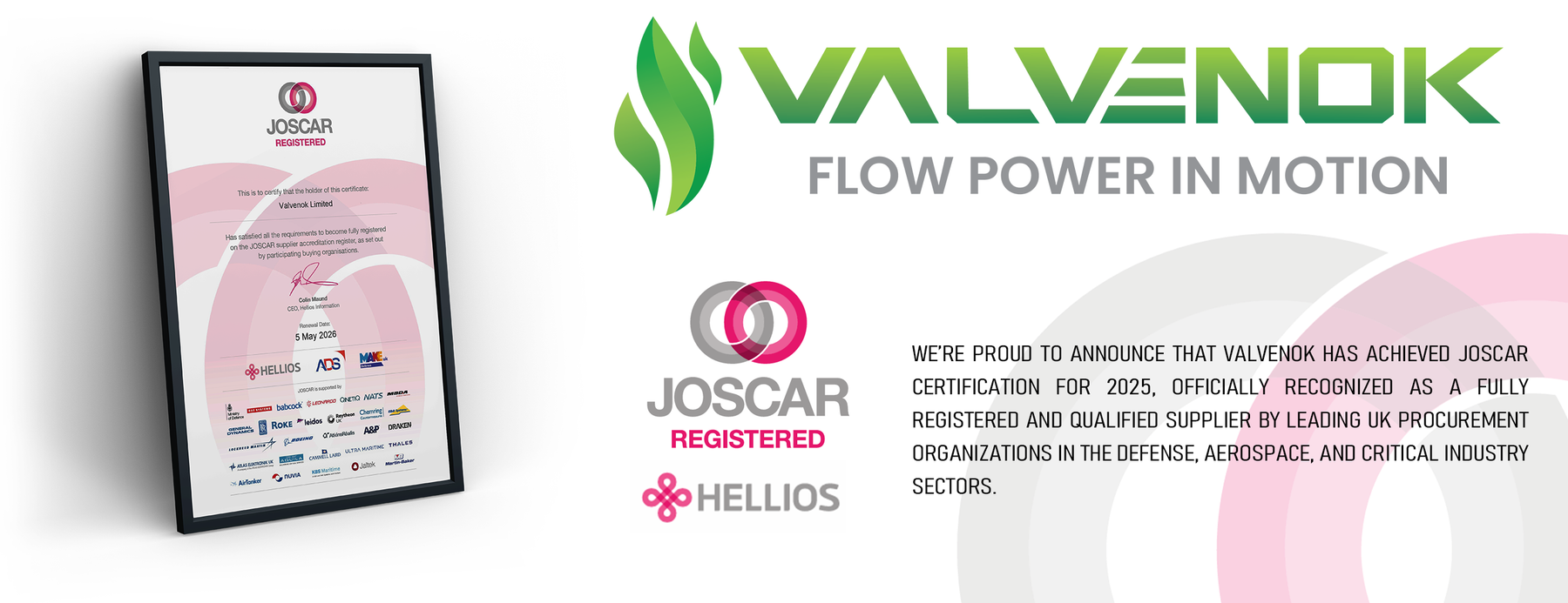 Valvenok Achieves JOSCAR Certification: Fully Registered on the Supplier Accreditation Register