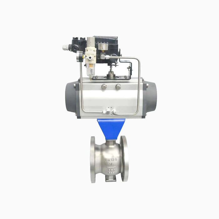 Cast Steel WCB 3” 150LB RF Flange V-Port Ball Valve With Pneumatic Actuator
