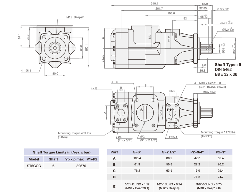 Double Pump - Fixed Displacement High Pressure Vane Pump ST6GCC