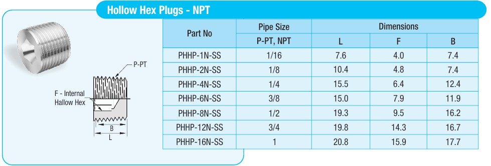 Hollow Hex Plug