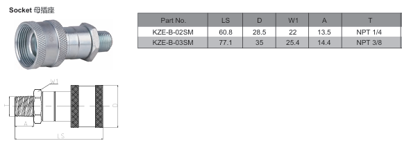 KZE-B Thread Locked Type Hydraulic Quick Coupling