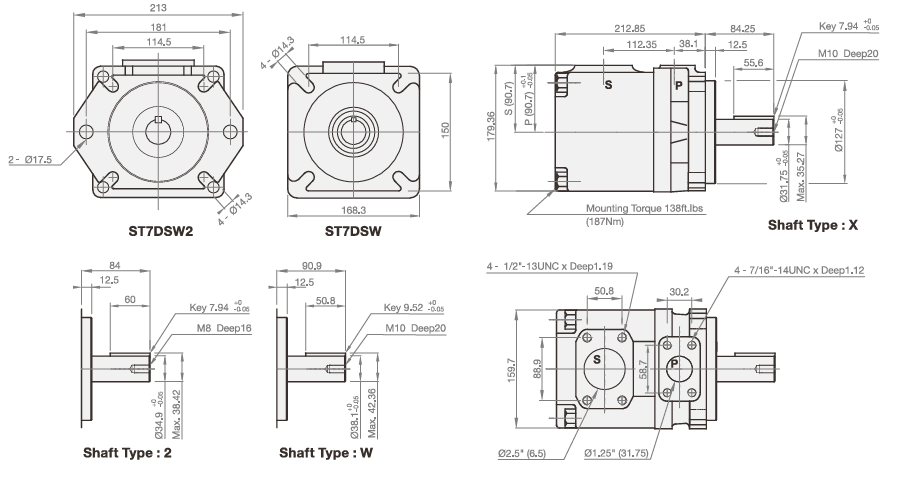 Single Pump - Fixed Displacement High Pressure Vane Pump ST7DSW, ST7DSW2