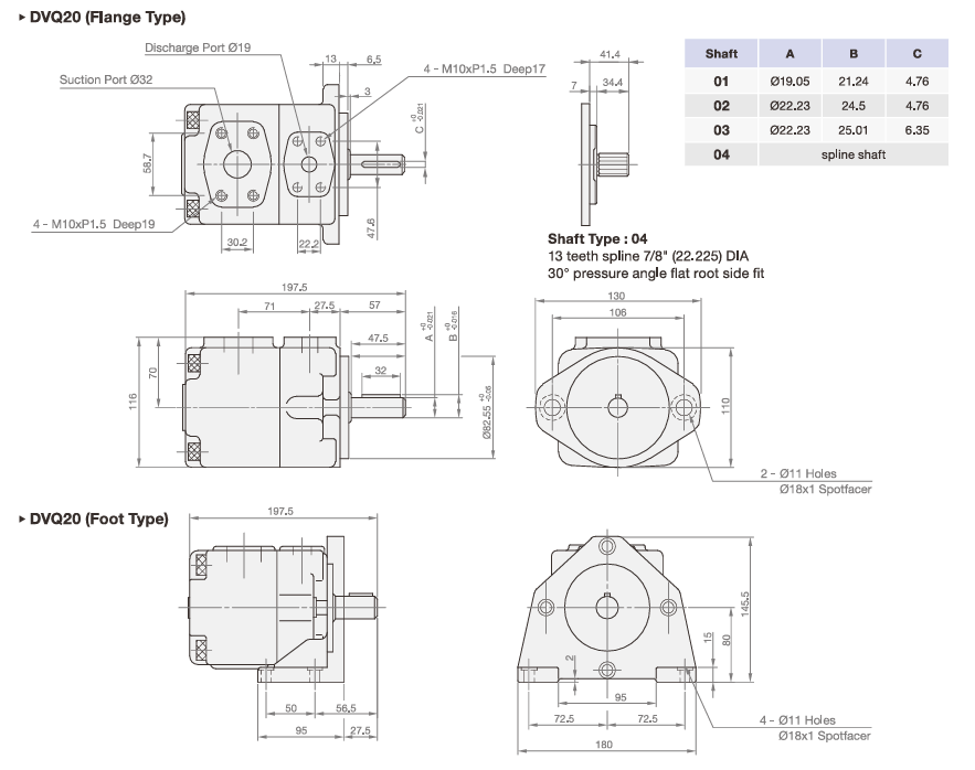Single Pump Fixed Displacement Vane Pump DVQ20