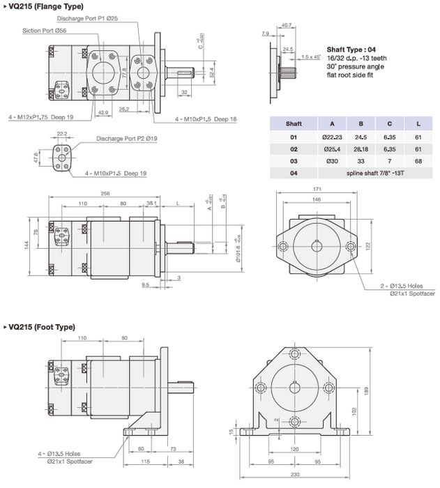 Tandem Pump Fixed Displacement Vane Pump VQ215