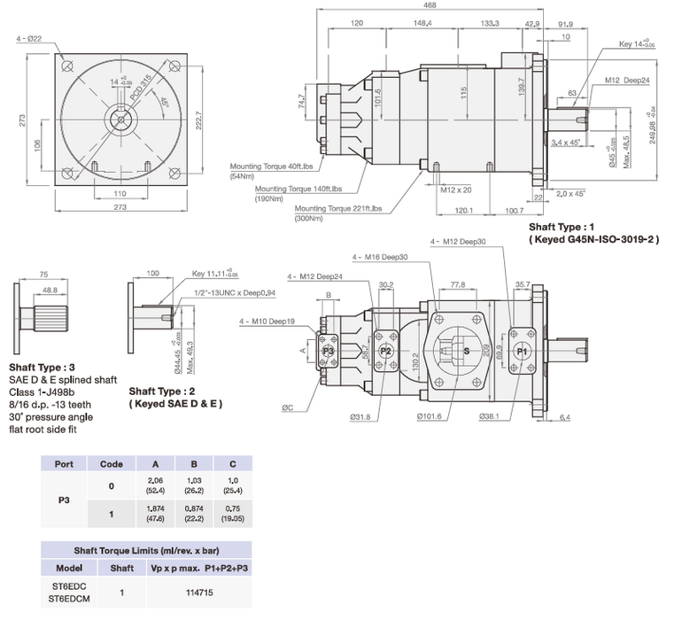 Triple Pump - Fixed Displacement High Pressure Vane Pump ST6EDC, ST6EDCM
